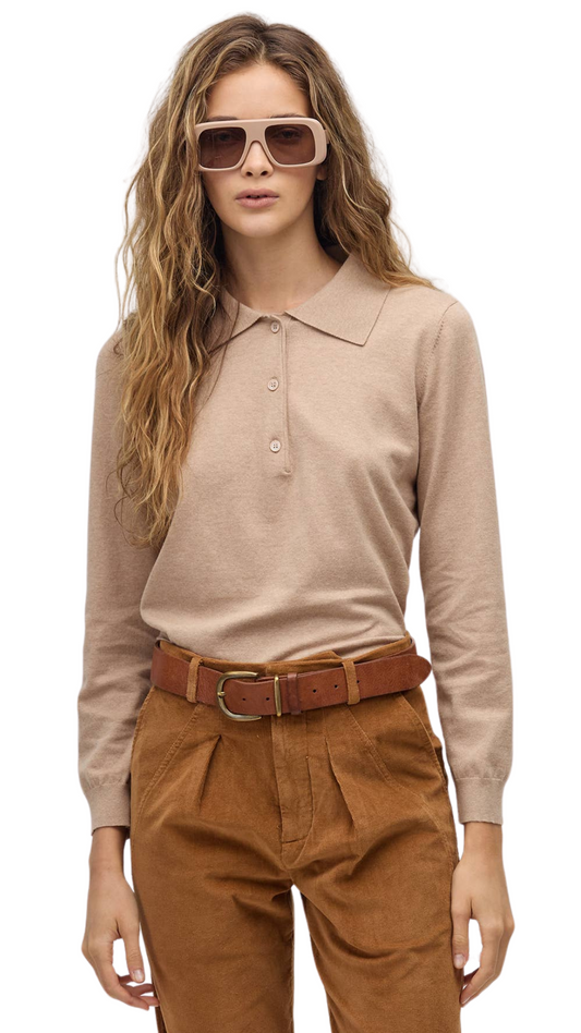 Camel College Polo Sweater