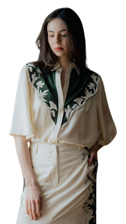 August Embroidery Button Down Shirt