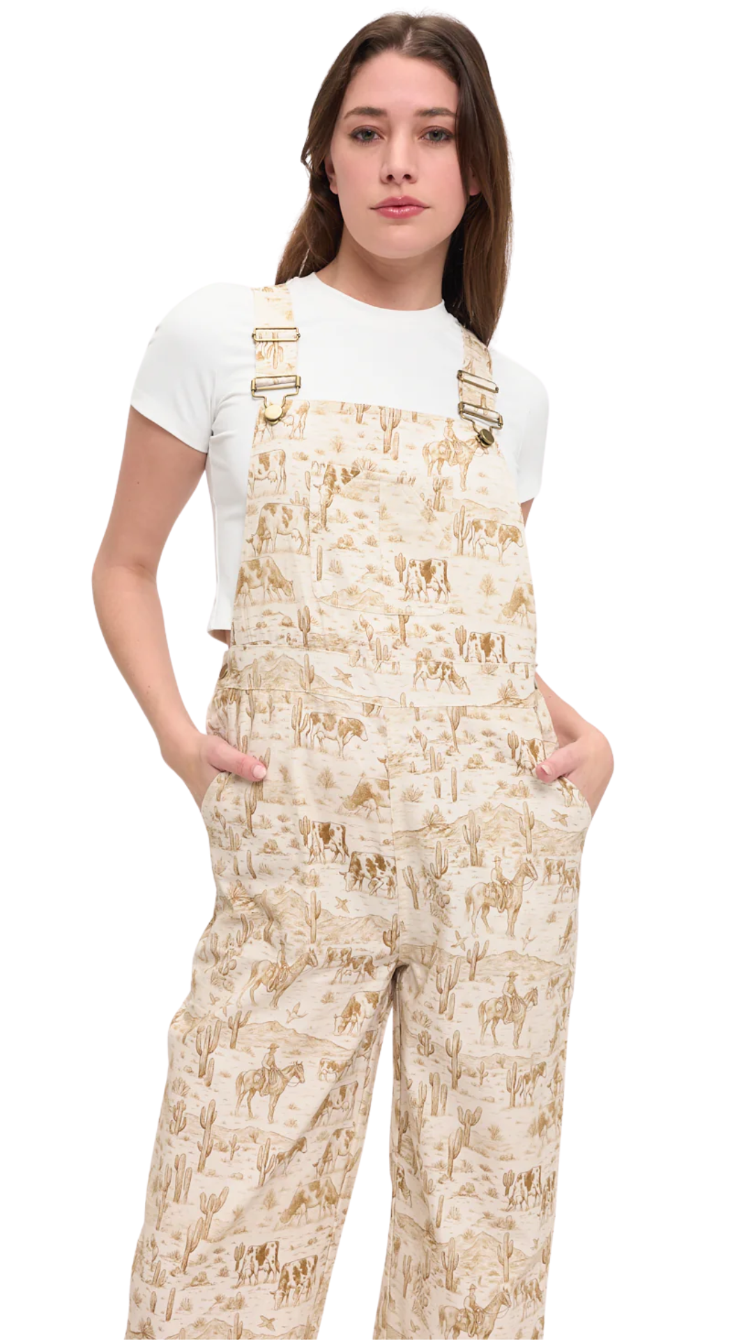 Vintage Western Ranch Print Overalls