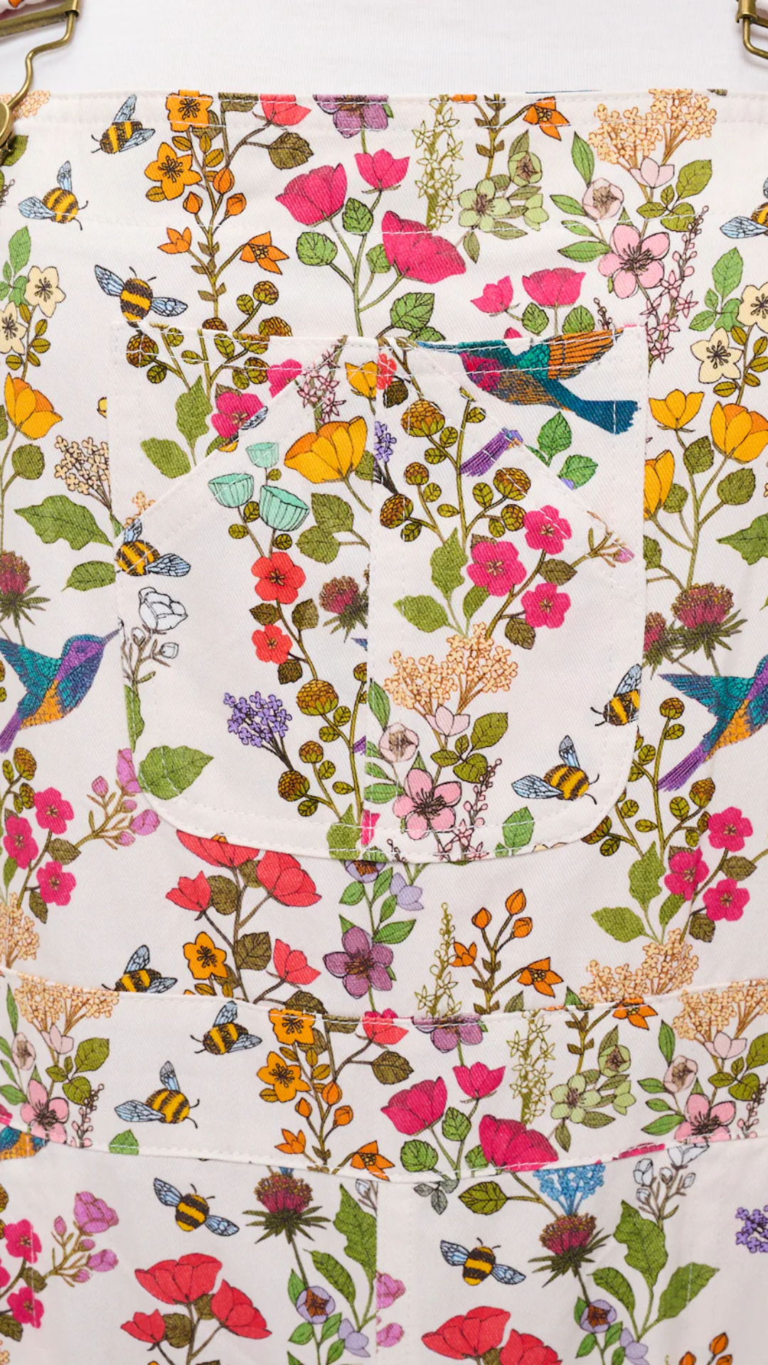 Floral Hummingbird Print Overalls