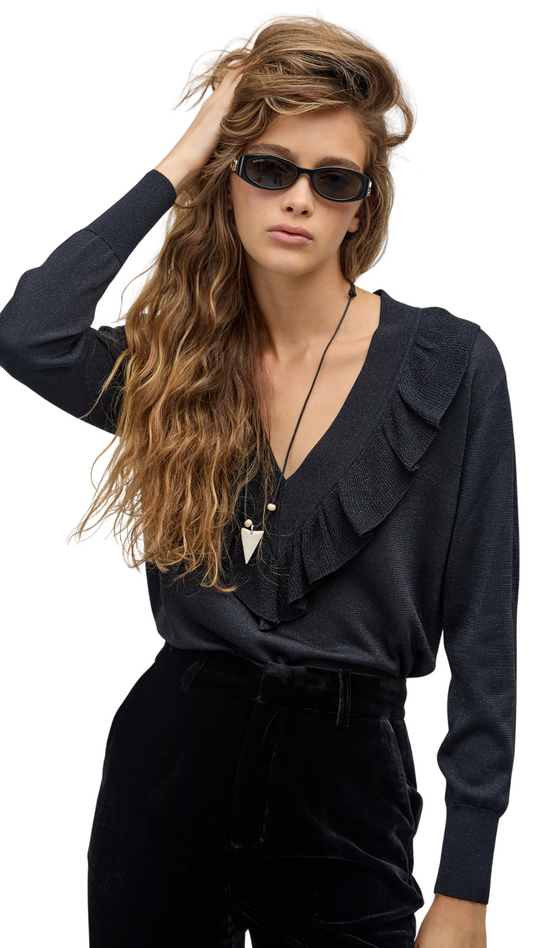 Black Boho Lurex Sweater