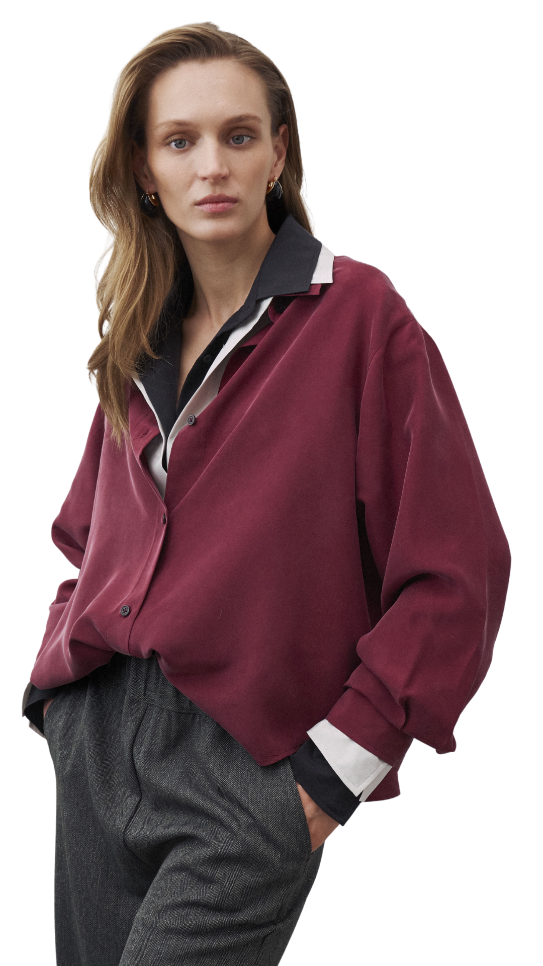 Burgundy Elsa Silk Blouse