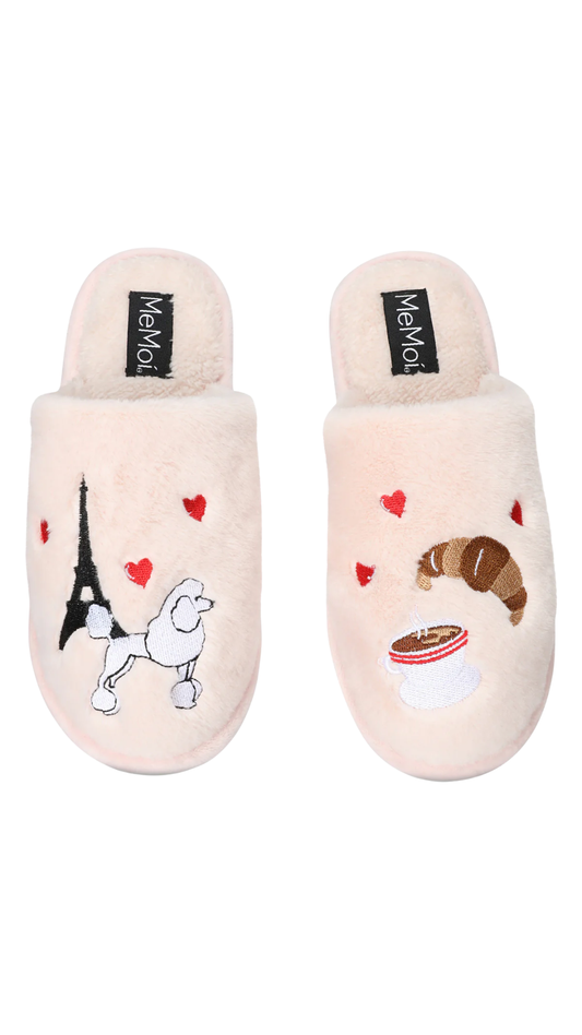 I Love Paris Plush Slippers