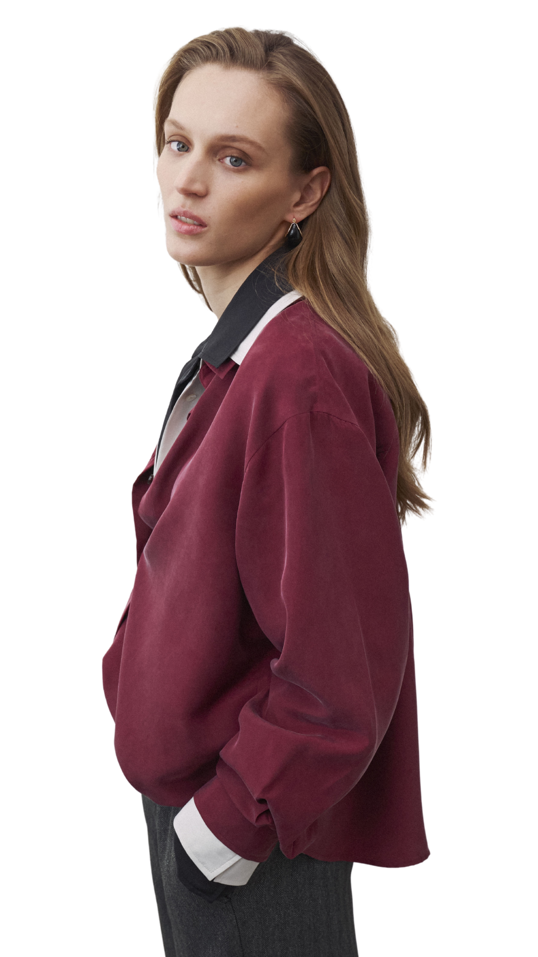 Burgundy Elsa Silk Blouse