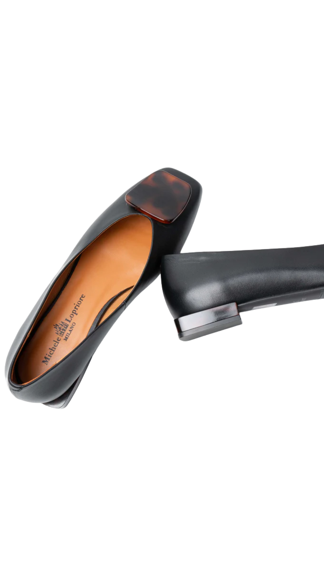 Leona Black Leather Flat