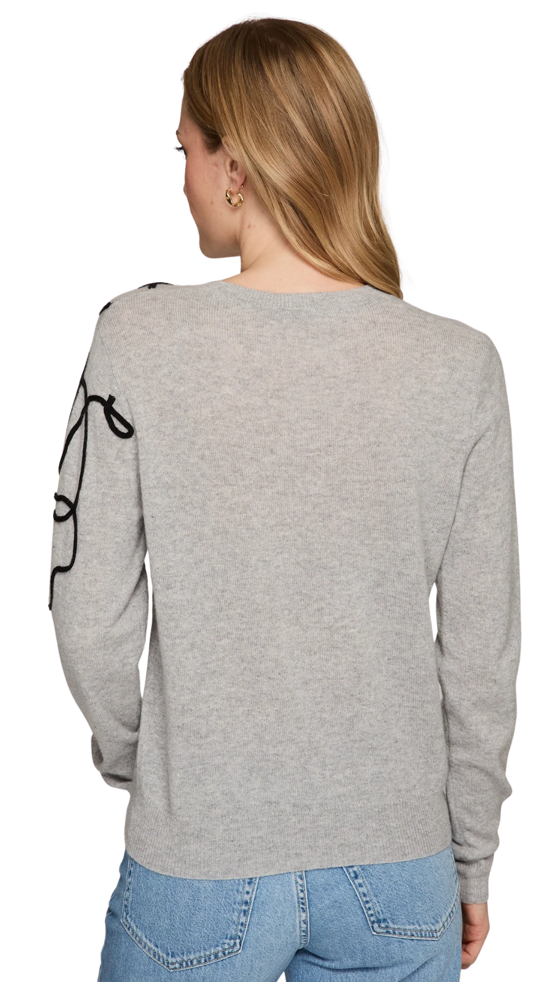 Floral Applique Crewneck Sweater