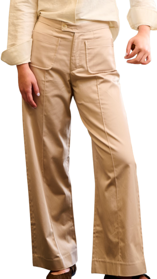 Stone Italian Cotton Emma Pants