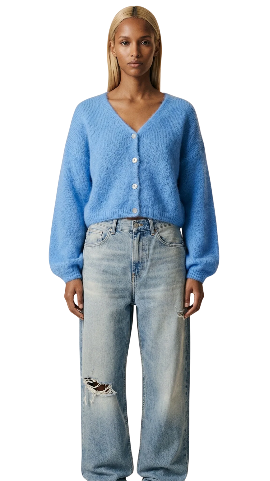 Sky Blue Cornelia Cropped Cardigan