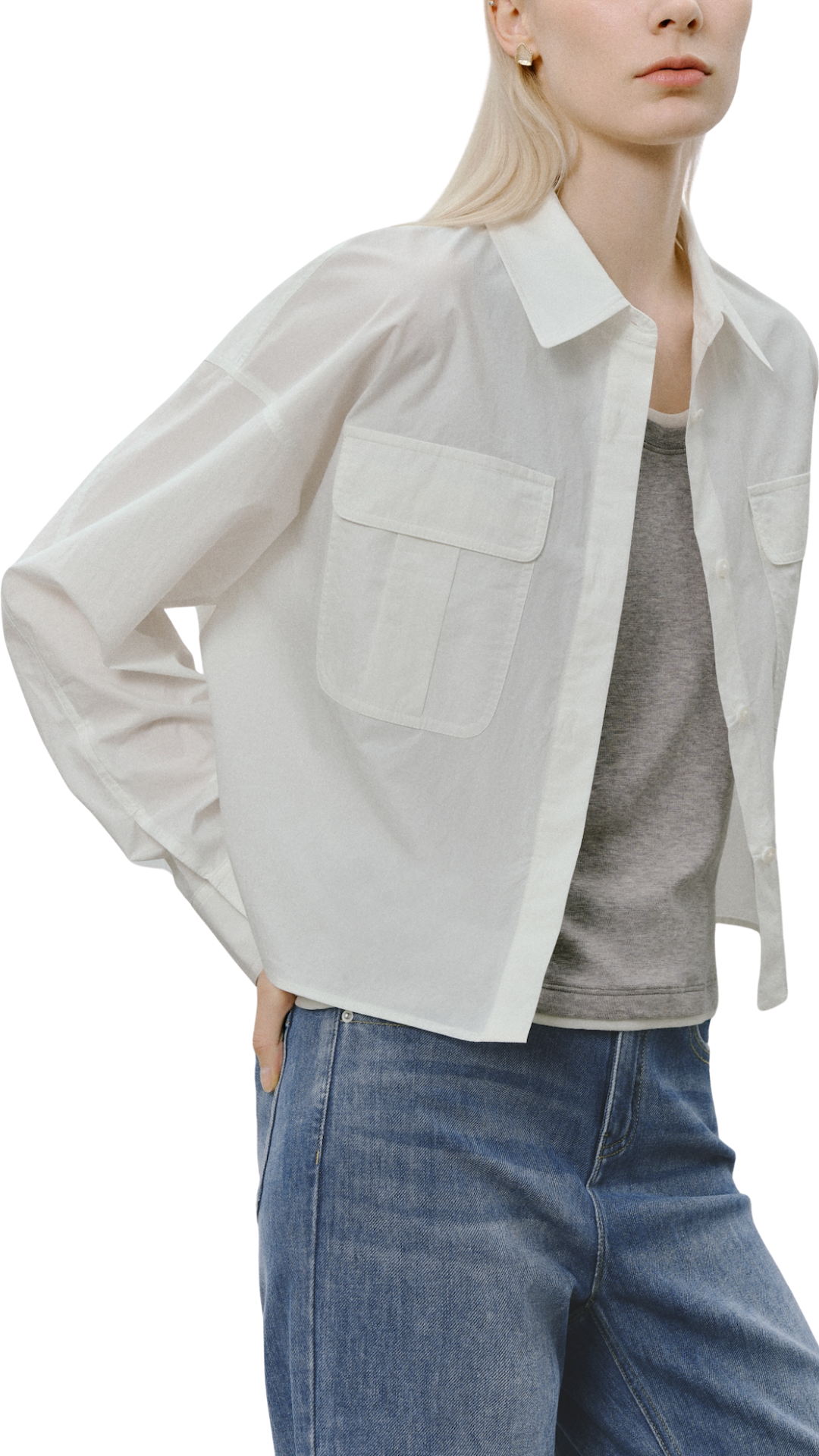 White Patch Pocket Button Down