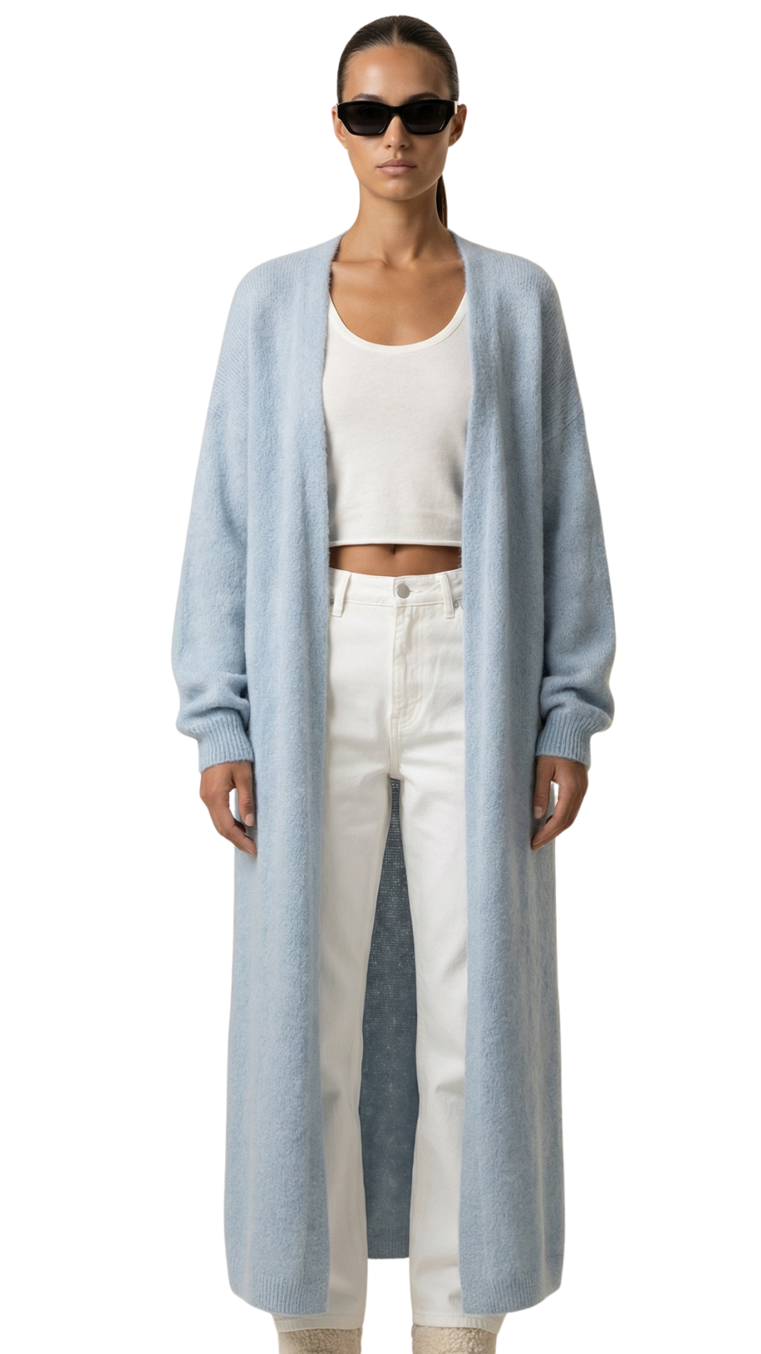 Light Blue June Long Alpaca Cardigan