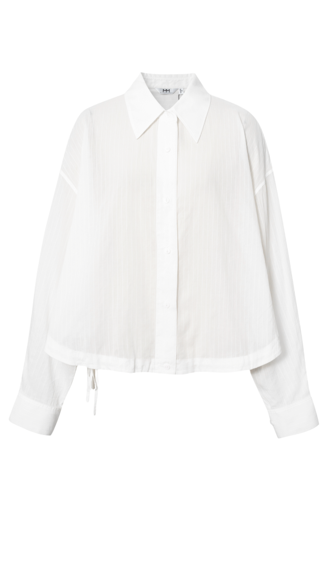 White Sheer Striped Button Down
