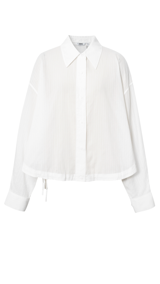 White Sheer Striped Button Down