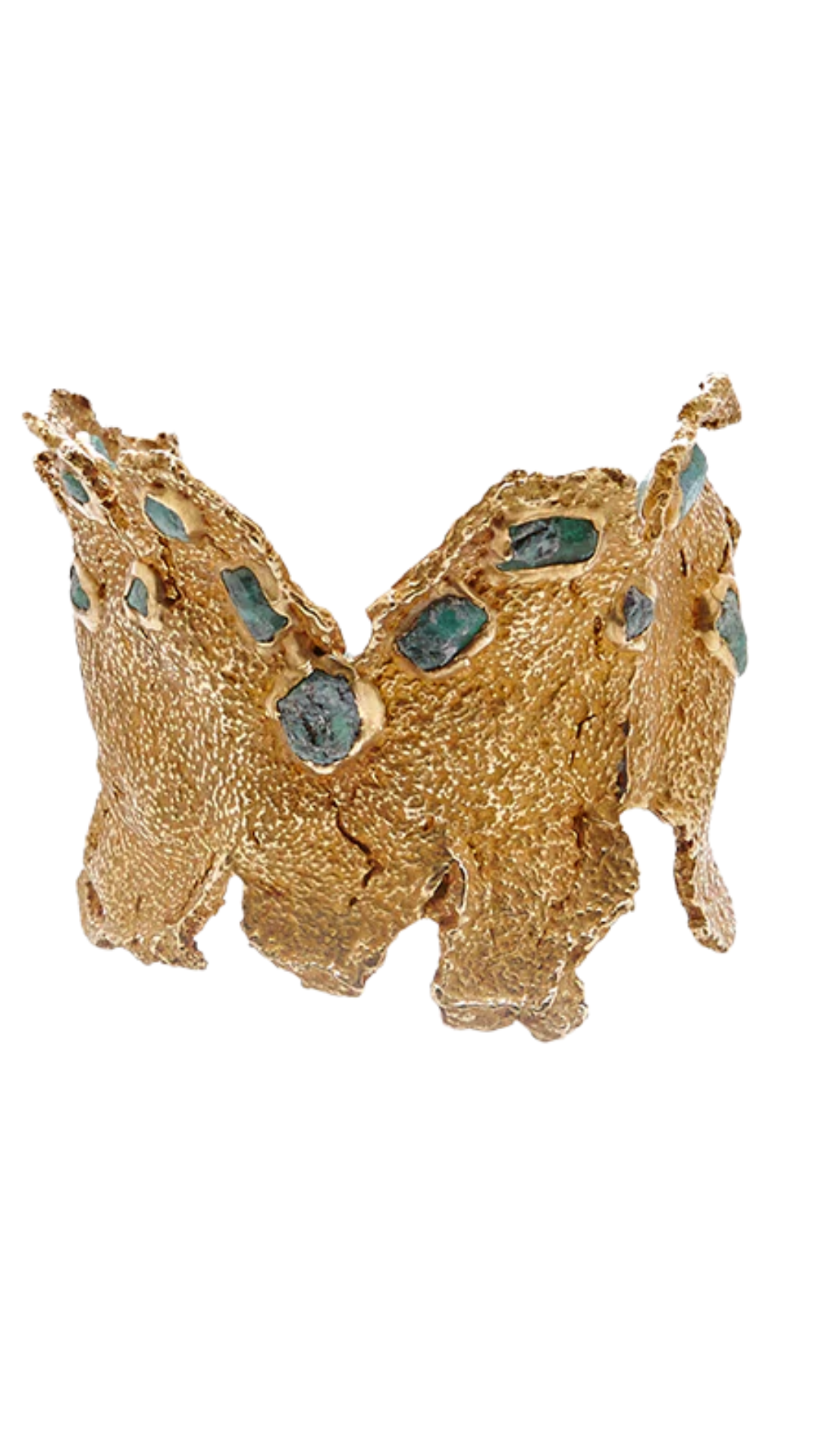 Mosaic Wide Cuff Brass Emerald