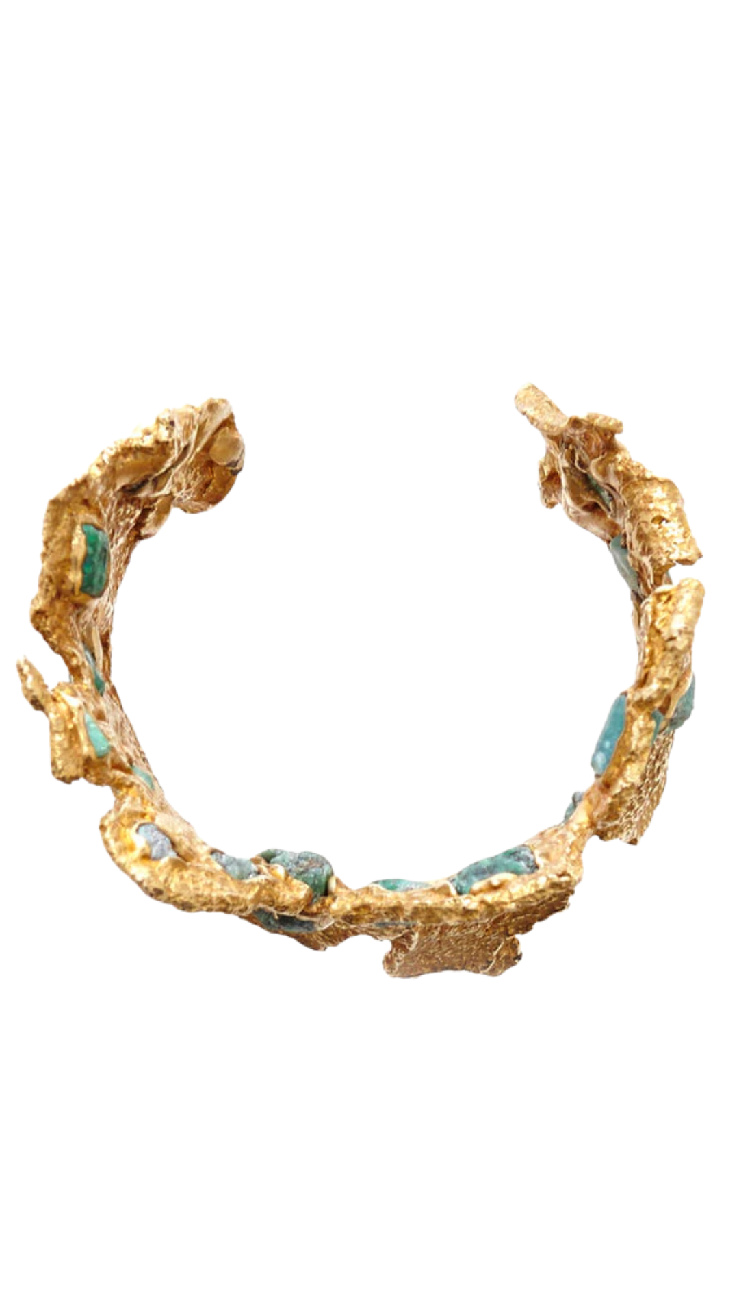 Mosaic Wide Cuff Brass Emerald