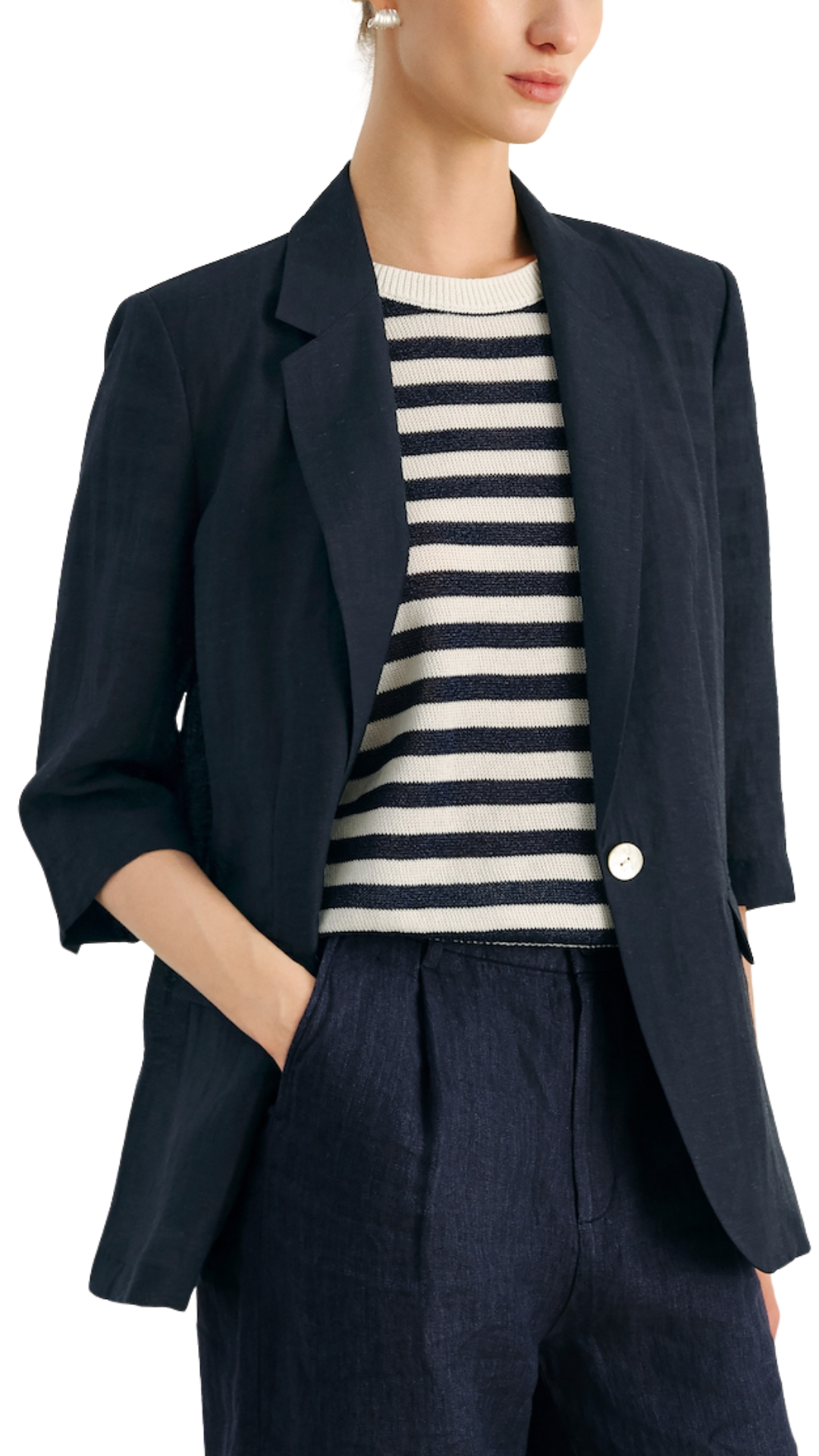 Navy Lyocell Blazer
