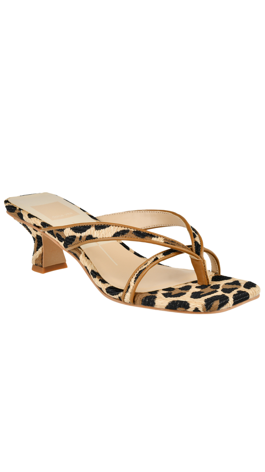 Brevel Leopard Raffia Kitten Heel