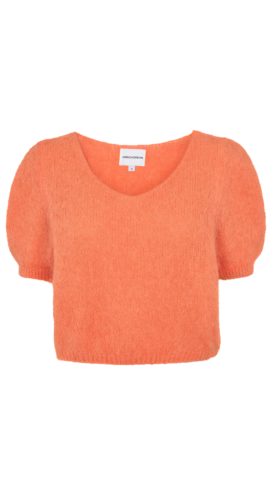Burnt Orange Lolanda Alpaca Puff Sleeve Top