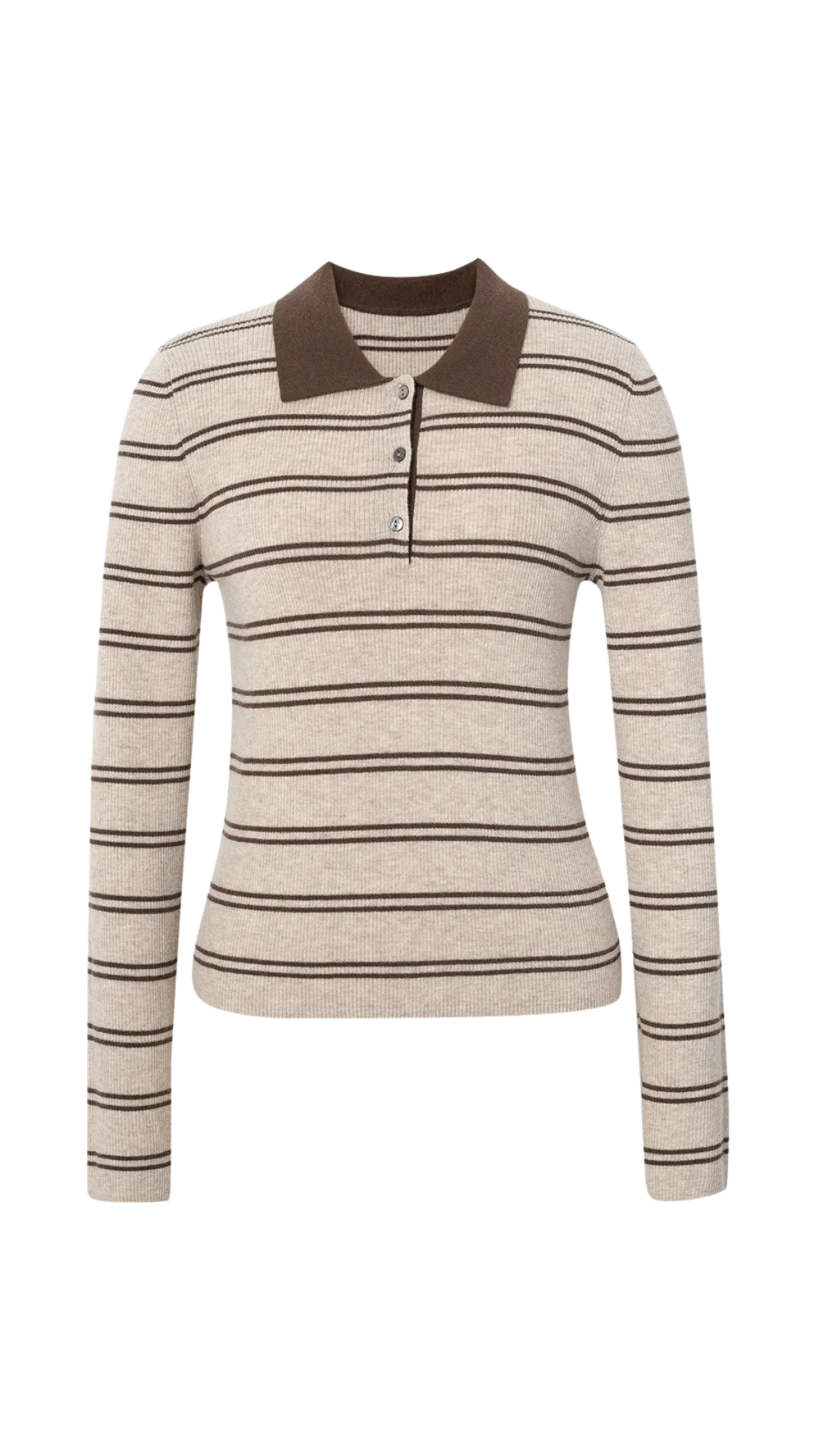 Khaki Stripe Polo Sweater