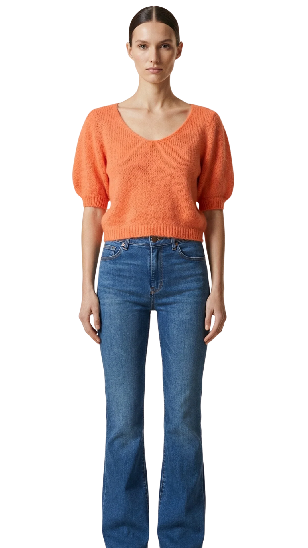 Burnt Orange Lolanda Alpaca Puff Sleeve Top