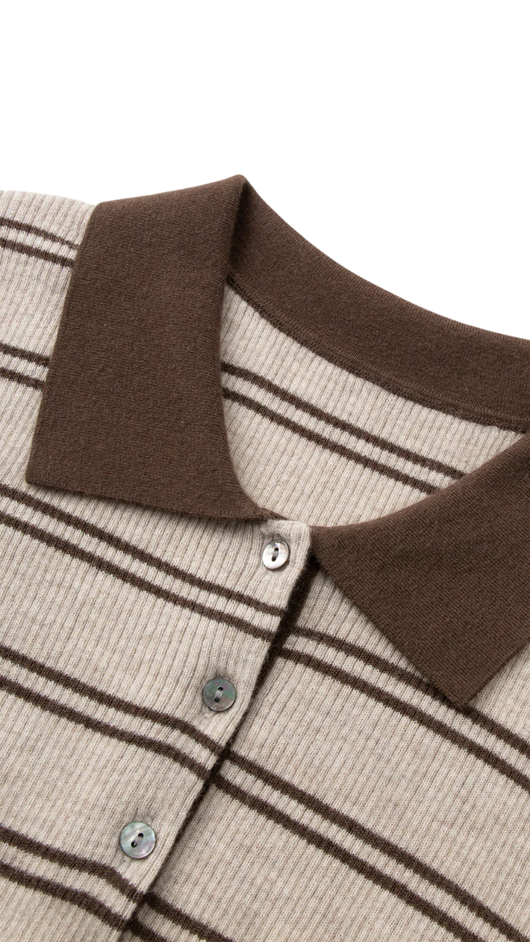 Khaki Stripe Polo Sweater