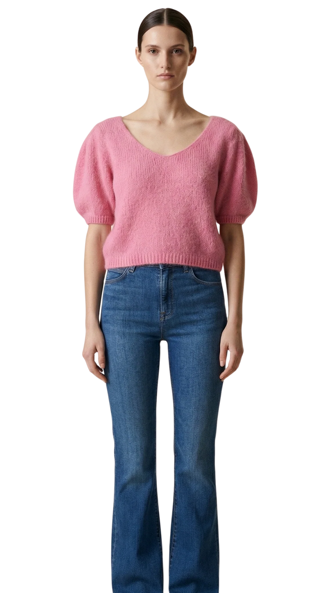 Pink Lolanda Alpaca Puff Sleeve Top