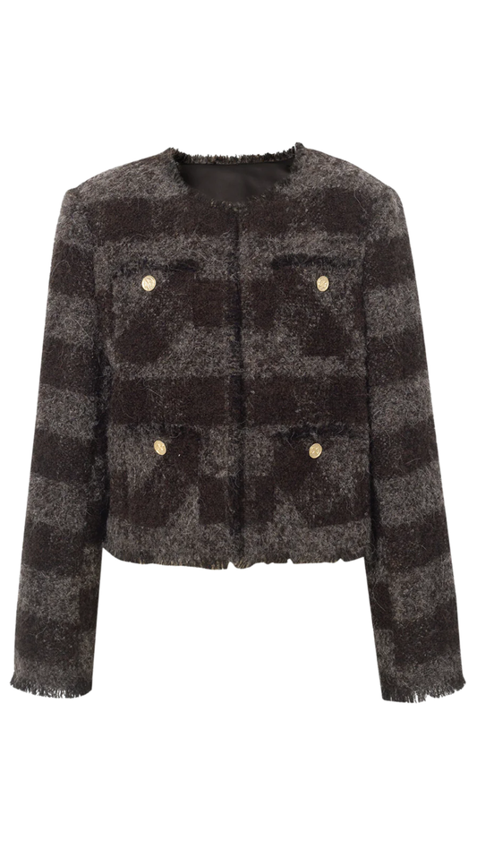 Dark Maroon Striped Military Jacket