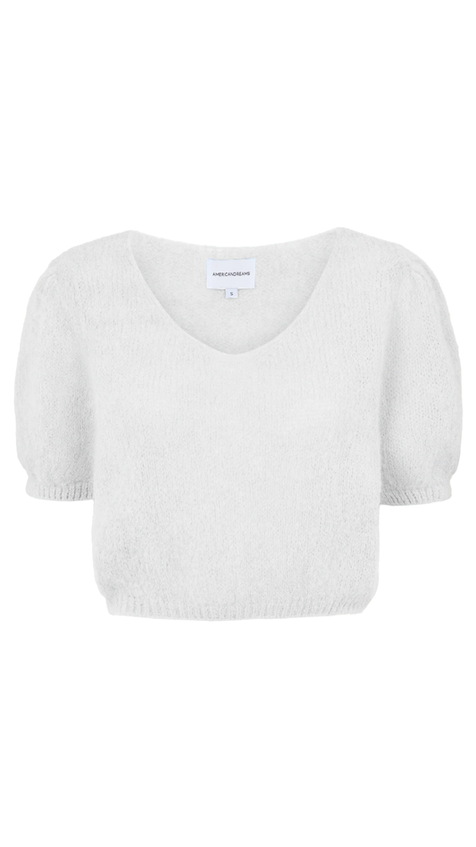 White Lolanda Alpaca Puff Sleeve Top