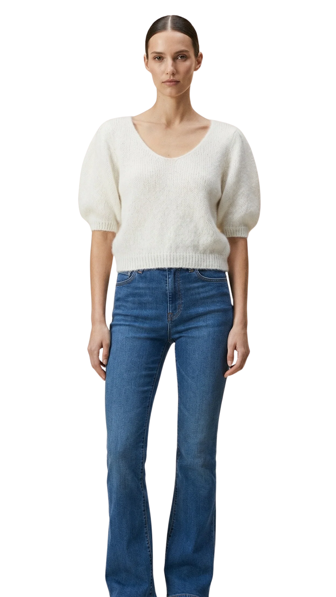 White Lolanda Alpaca Puff Sleeve Top