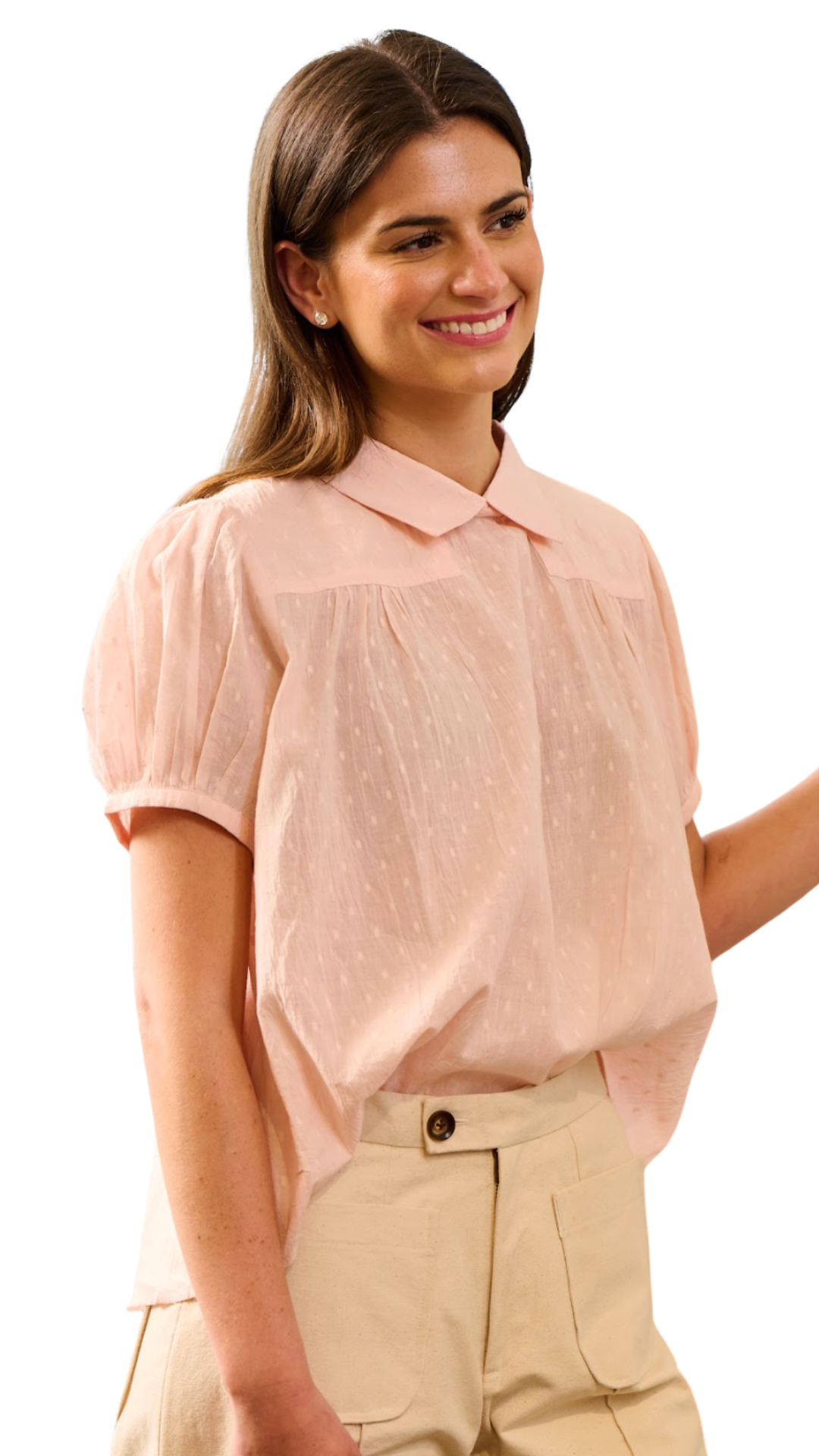 Pink Swiss Dot Terrie Sweetheart Top