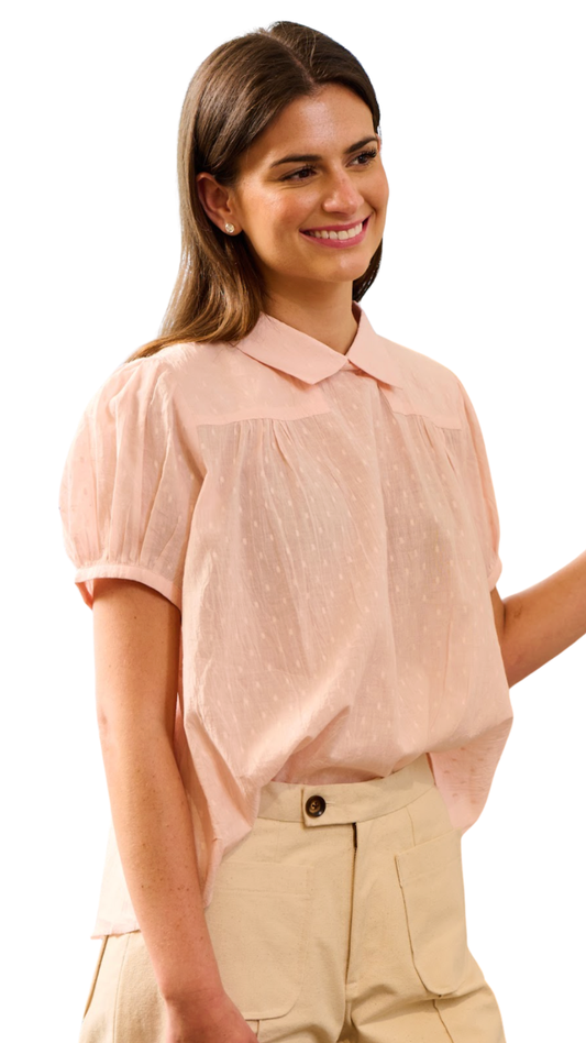 Pink Swiss Dot Terrie Sweetheart Top