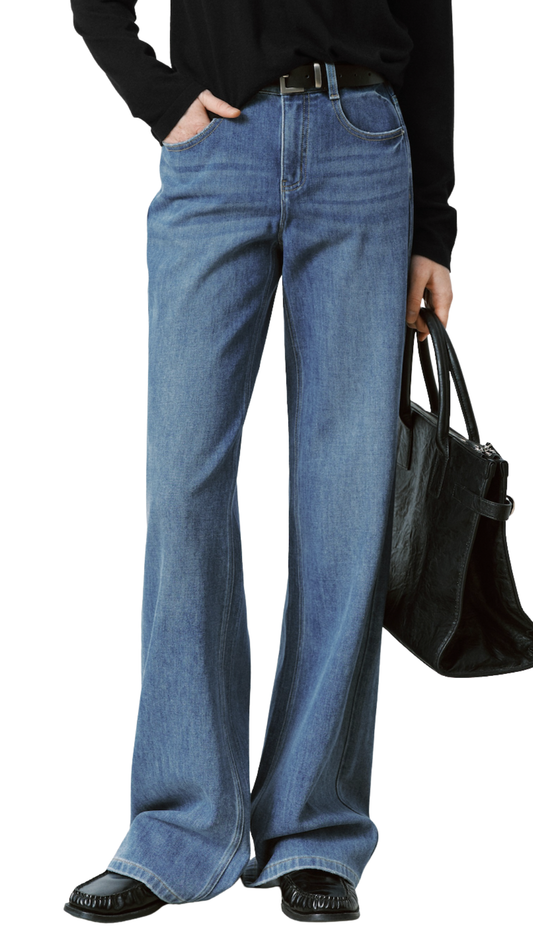 High Rise Medium Wash Straight Jeans