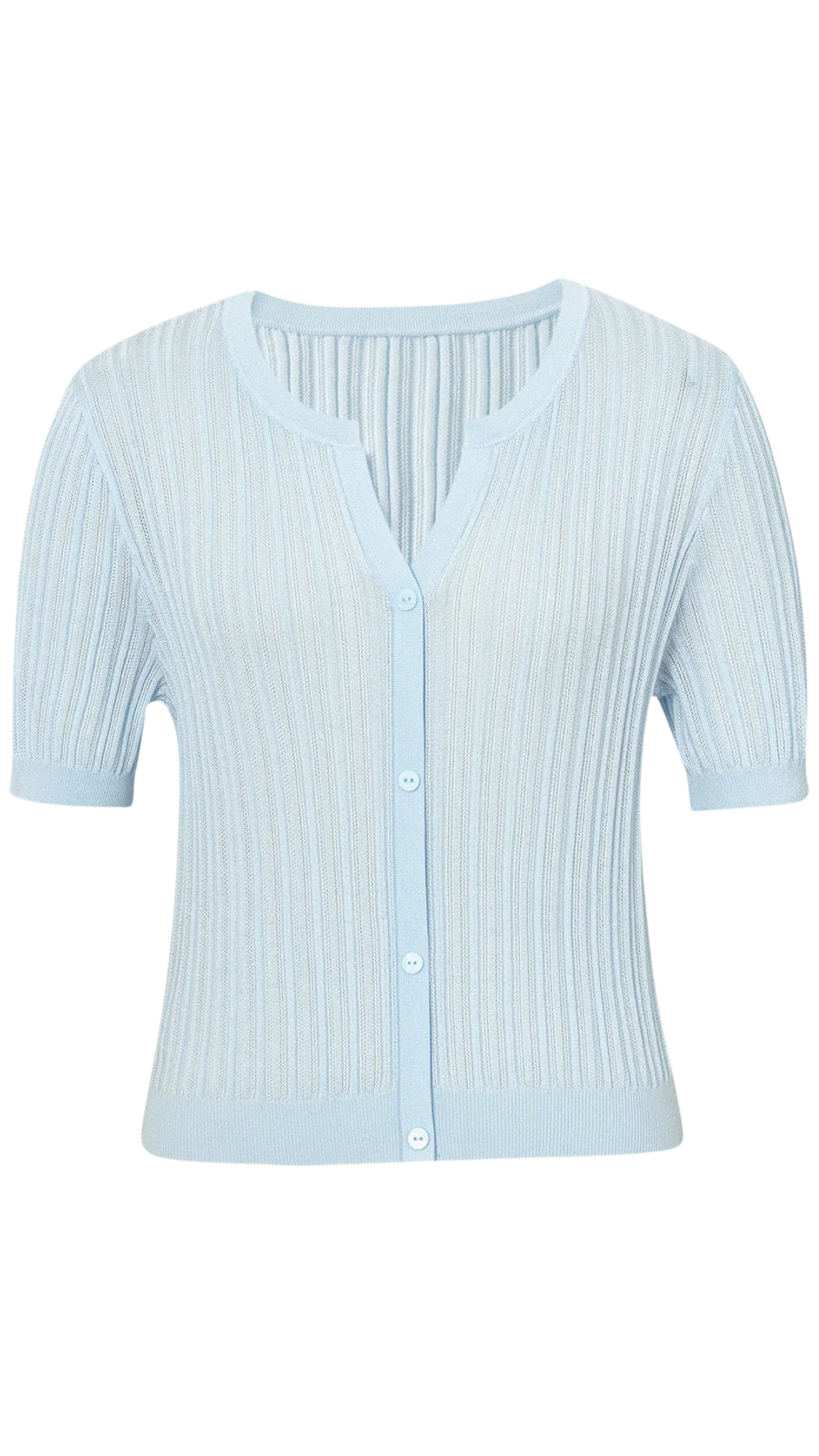 Light Blue V-Neck Knit Top