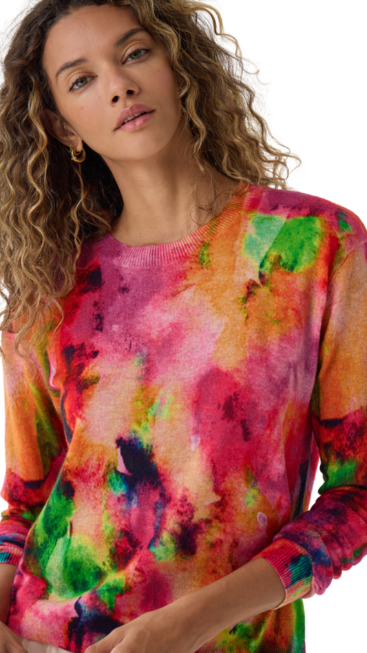 Watercolor Print Relaxed Sweater