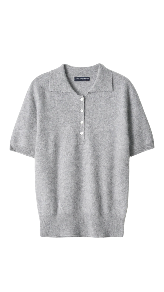 Grey Pearl Brushed Cashmere Polo