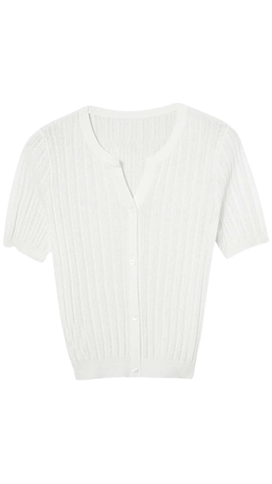 White V-Neck Knit Top