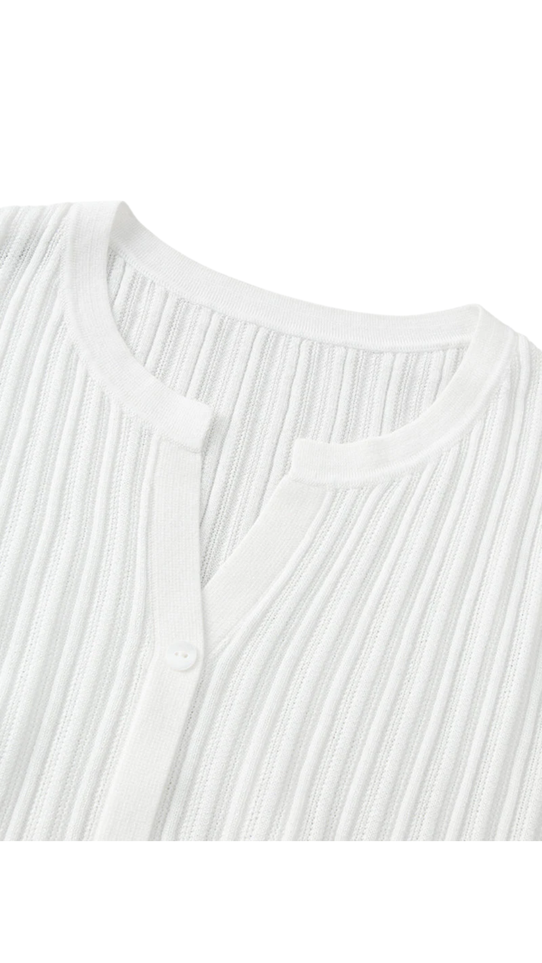 White V-Neck Knit Top