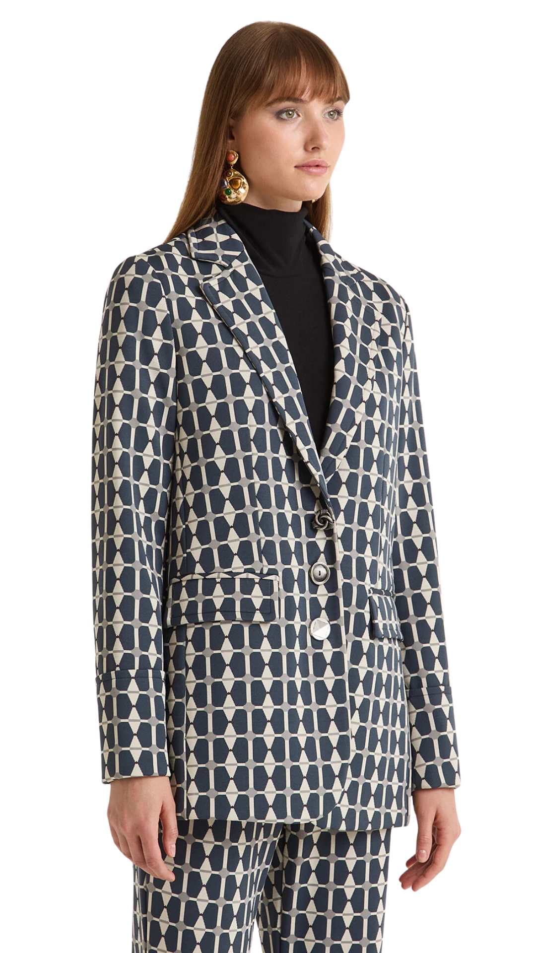 Geometric Jacquard Blazer