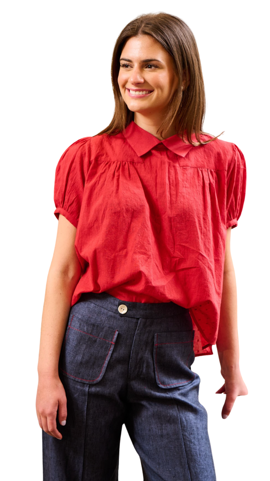 Red Cotton Terrie Sweetheart Top