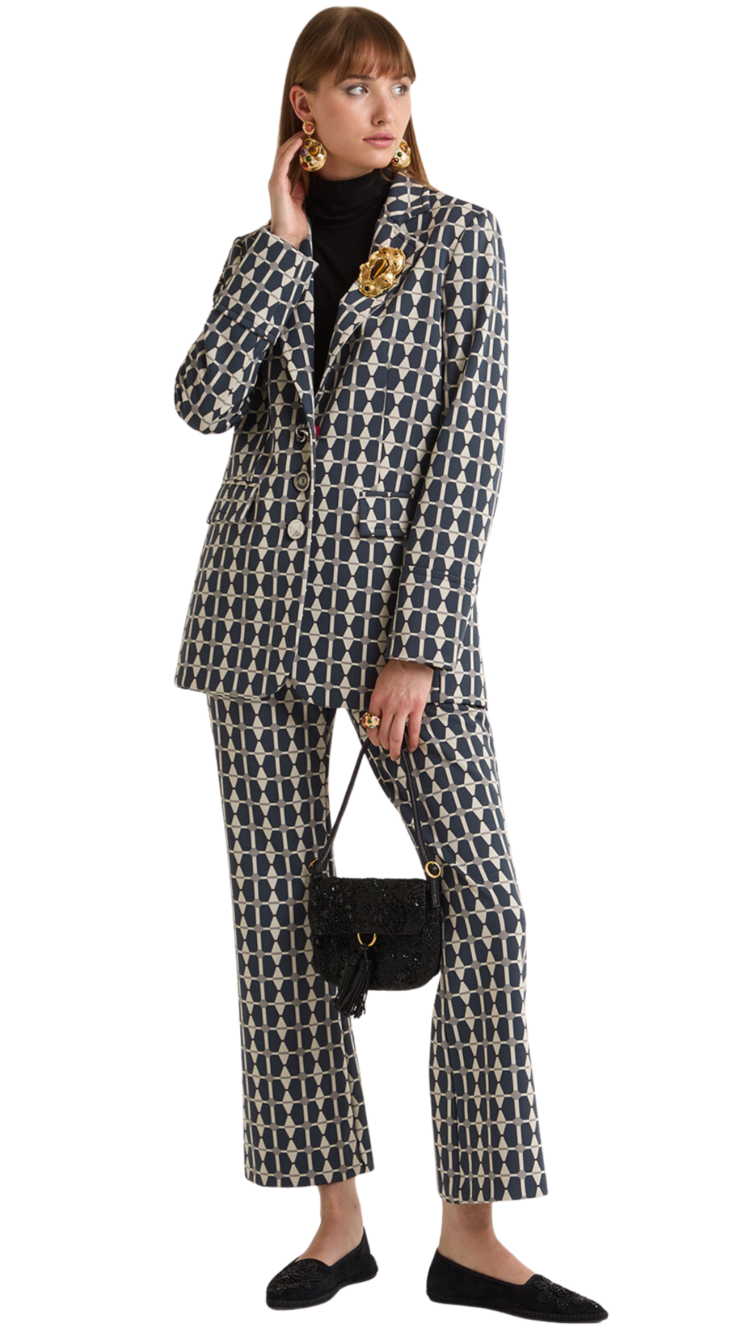 Geometric Jacquard Blazer