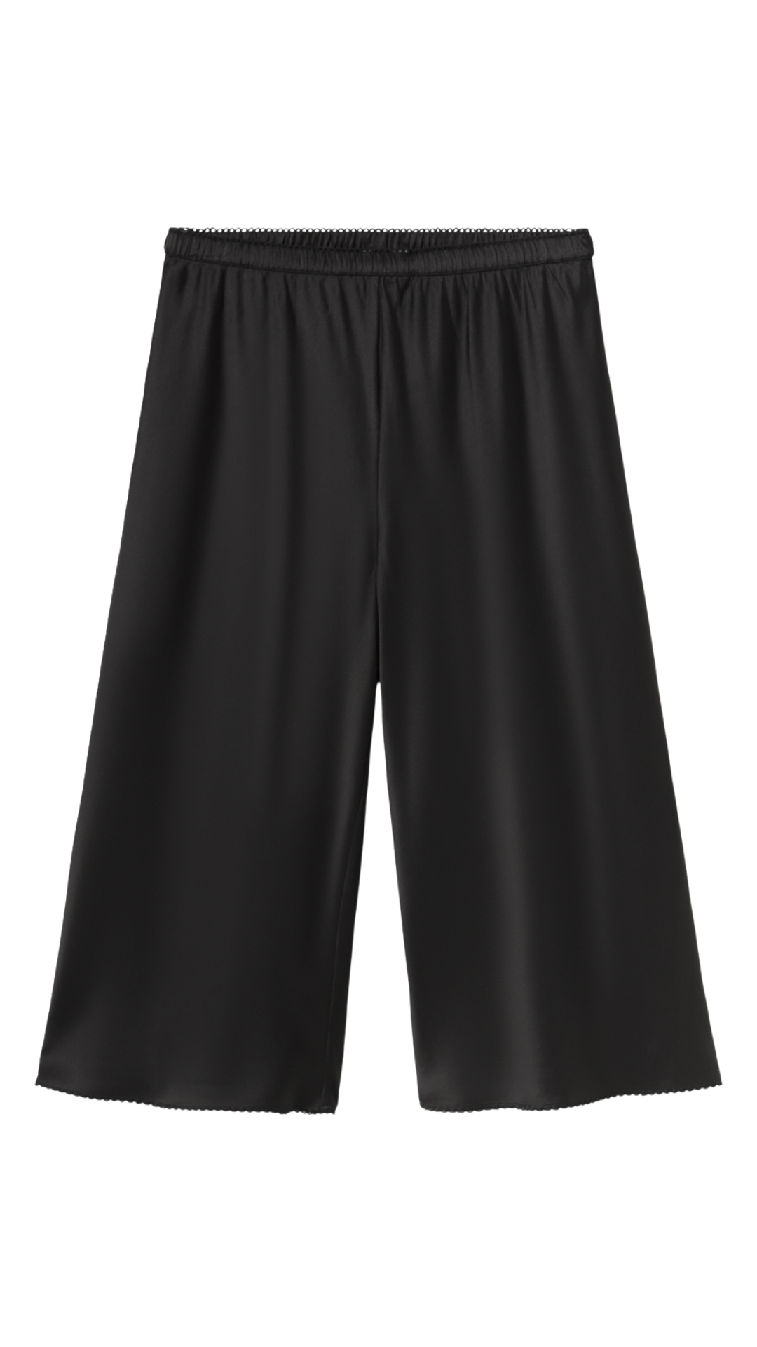 Black Satin Pedal Pusher Shorts
