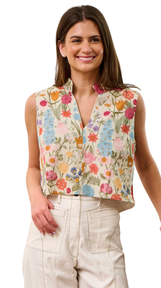 Spring Floral Cotton Courtney Top