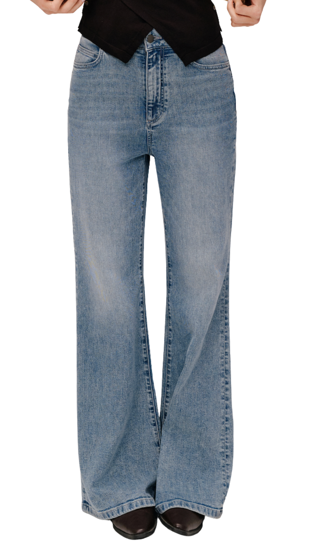 Flared Cotton Denim Pants