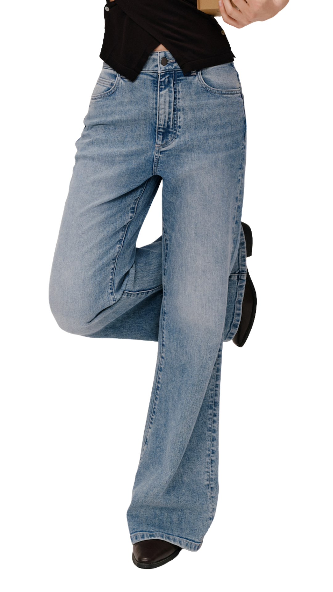Flared Cotton Denim Pants