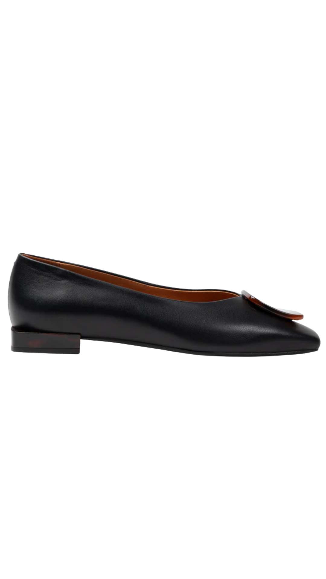Leona Black Leather Flat
