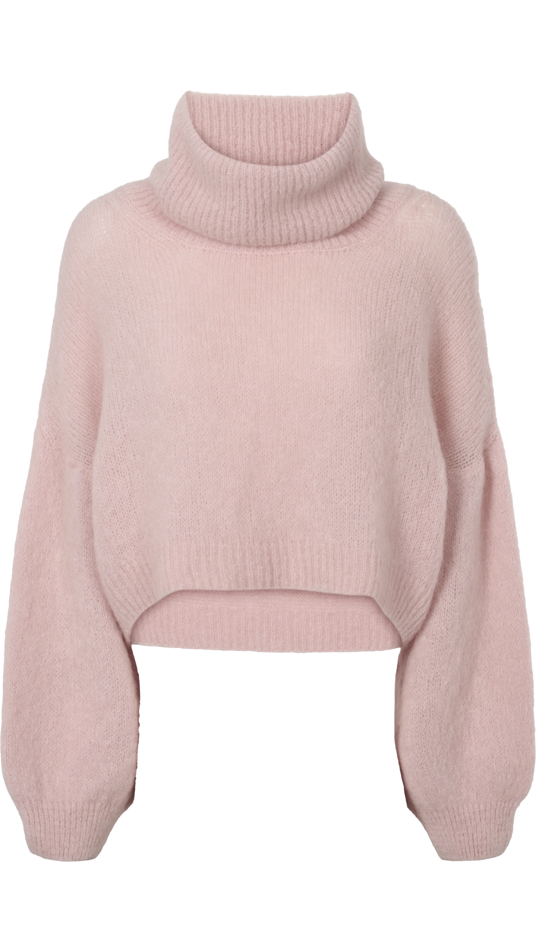 Light Pink Andrea Rollneck Cropped Alpaca Pullover