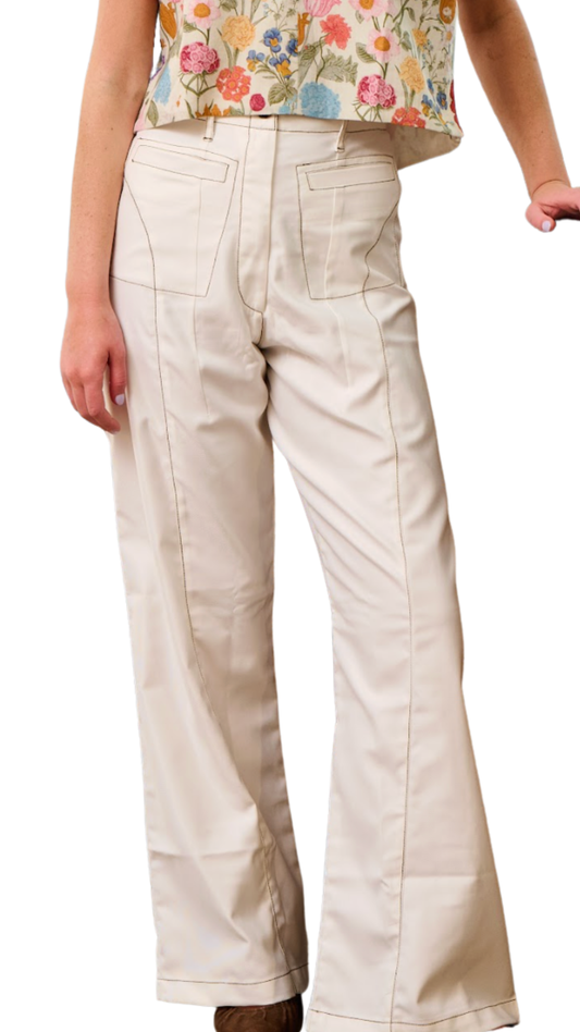White & Taupe Lulu Pants