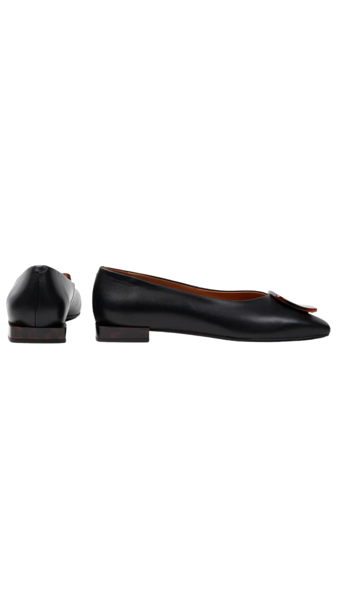 Leona Black Leather Flat