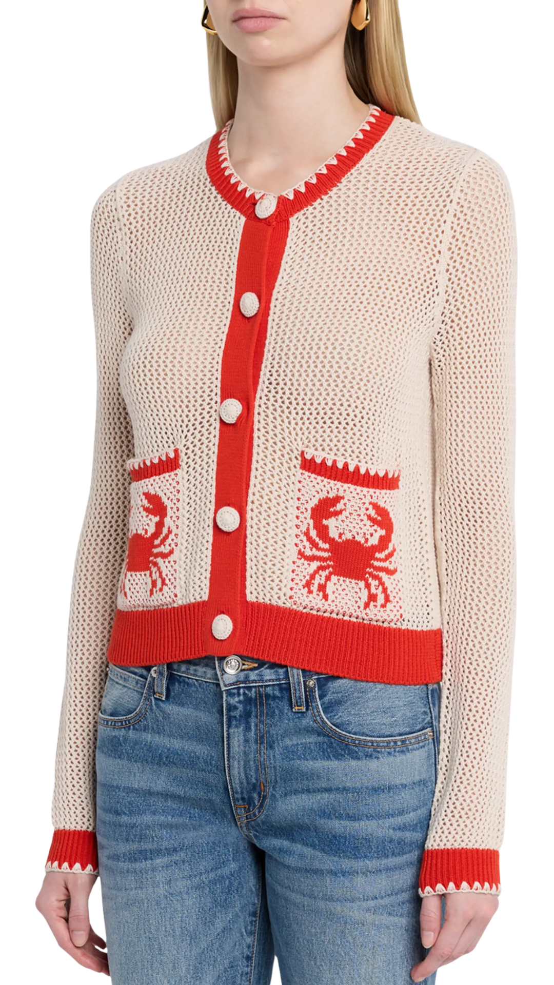 Mesh Cardigan with Crab Pockets