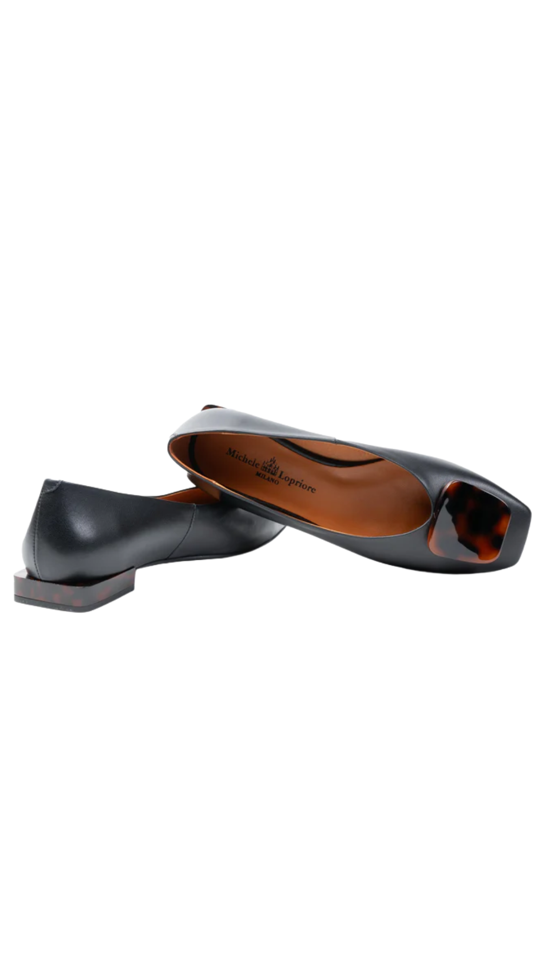 Leona Black Leather Flat