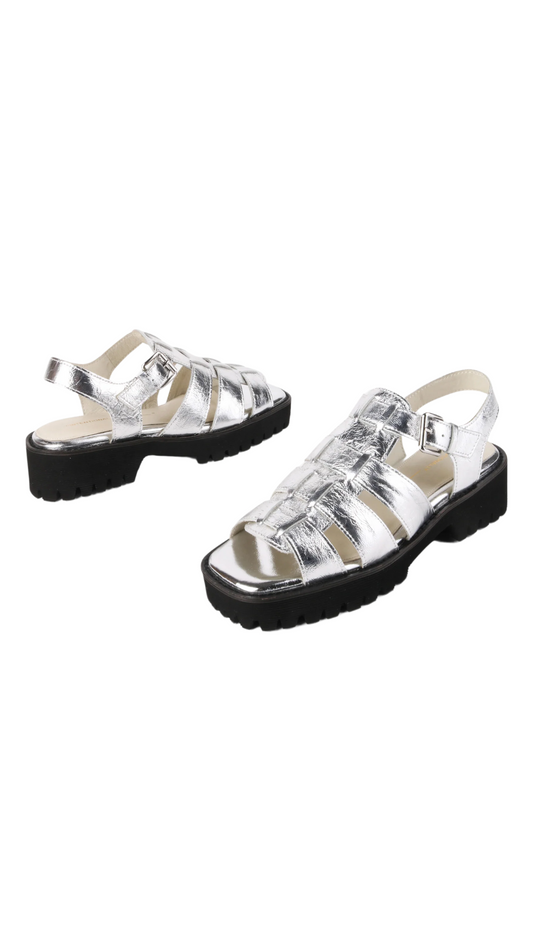 Haddie Metallic Leather Sandal